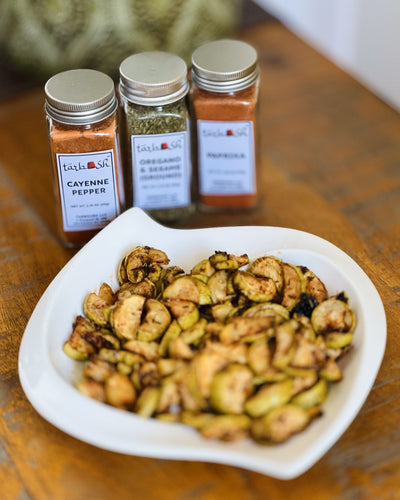 Roasted Zucchini with Tarboush Cayenne Pepper, Oregano and Paprika